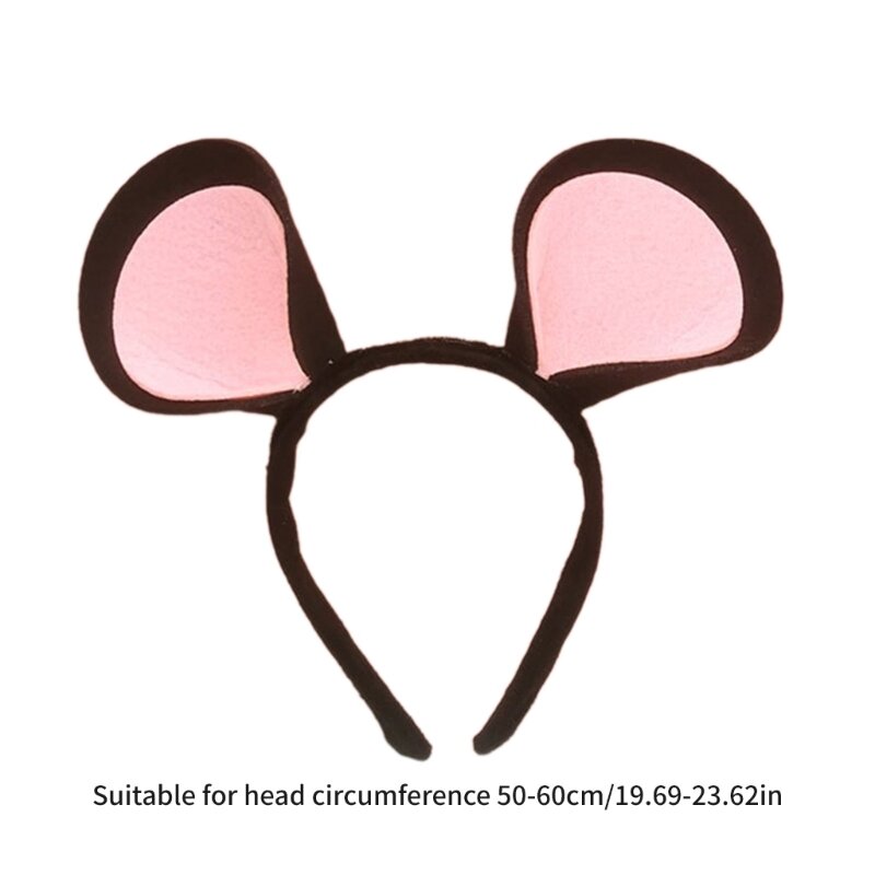Feltro mouse orelha hairhoop desenhos animados orelha bandana cosplay traje festa adorável cocar adulto crianças