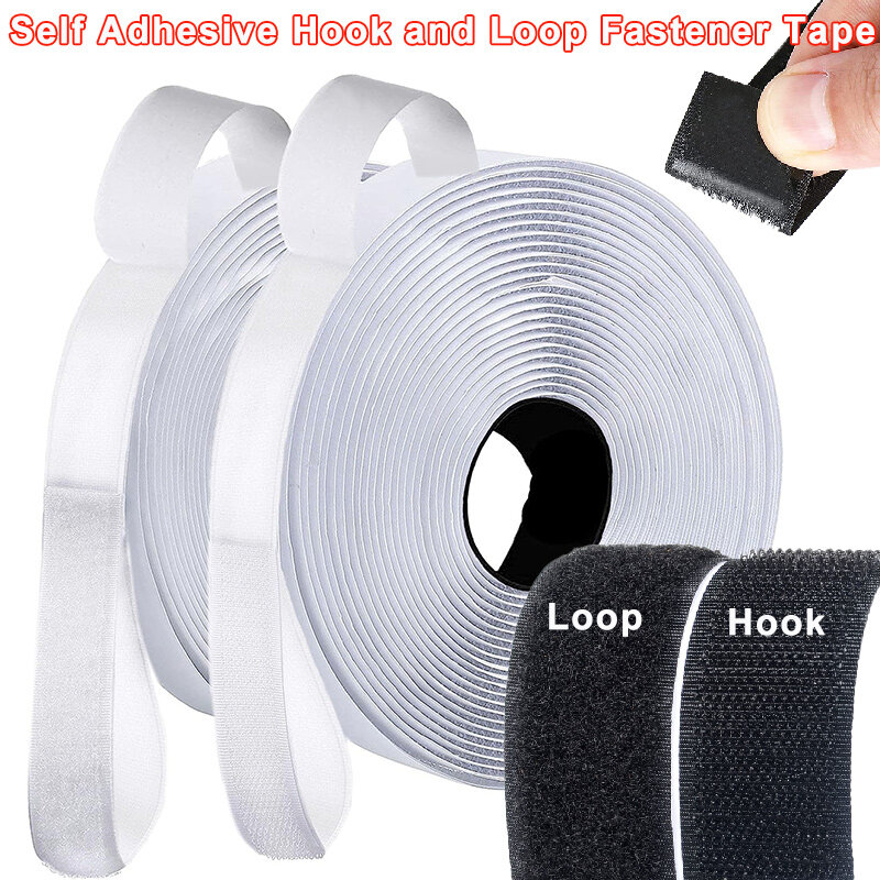 5Meter/Roll Self Adhesive Hook and Loop Fastener Tape Nylon Strong Back Sticky Hook Strips Mounting Loop Tape for DIY Craft Home
