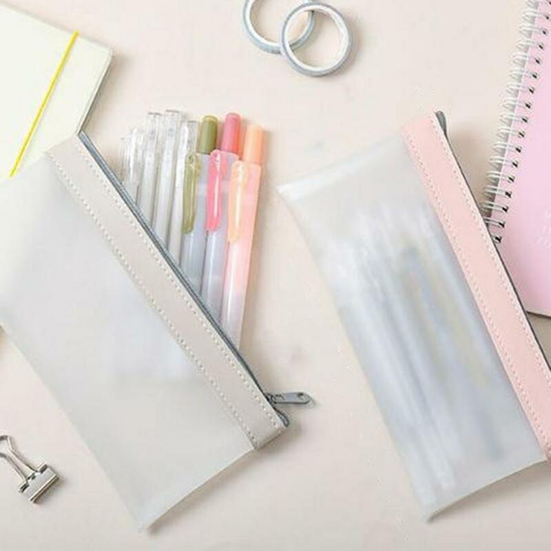 Fashion Stationery Pouch Waterproof Flexible 4 Colors Smooth Zipper Pencil Pouch