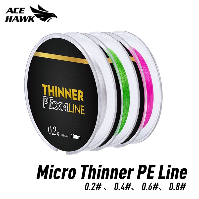 ACE HAWK BFS Fishing Line 4 Strands Braided PE Japan Monofilament MT8 Trout UL Fishing Tiny Bait Fit Tackle