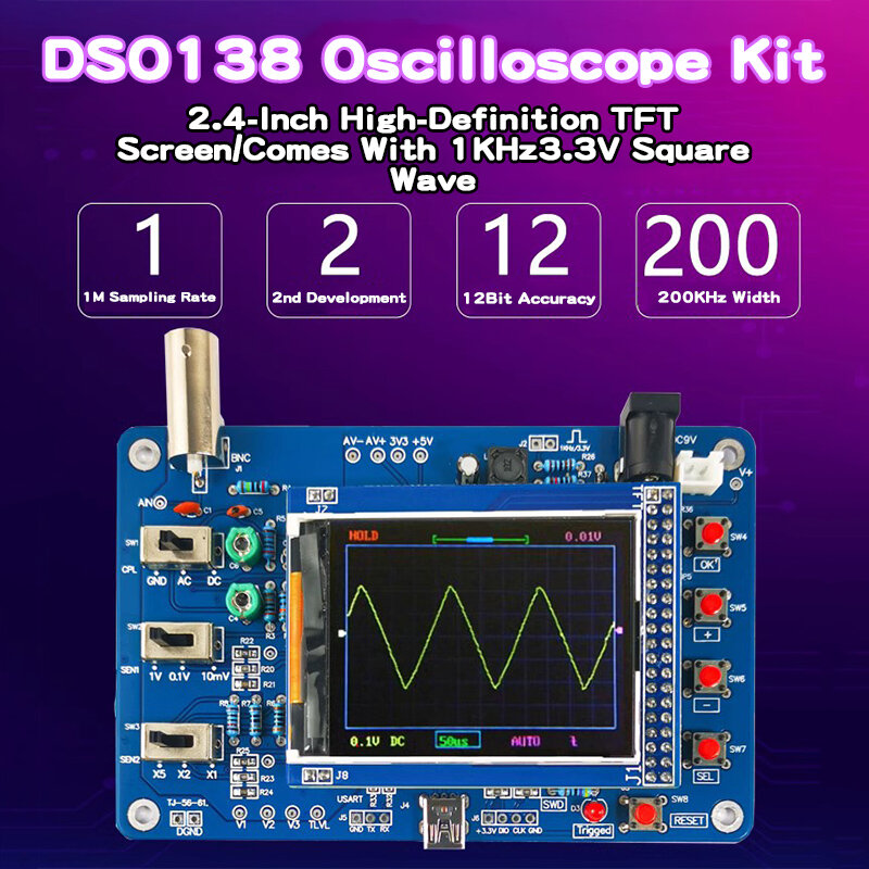 DSO138 مجموعة الذبذبات الرقمية ، ميكروكونترولر ديي ، لوحة الدوائر الإلكترونية ، ومناسبة للتعليم الإلكتروني والتدريب