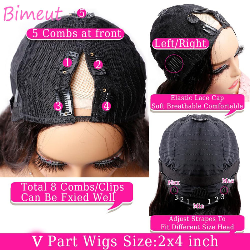 Body Wave V Part Wigs Brazilian Remy Human Hair Wigs for Black Women V Shape Wigs No Leave Out Lace Front Wigs Upgrade U Part