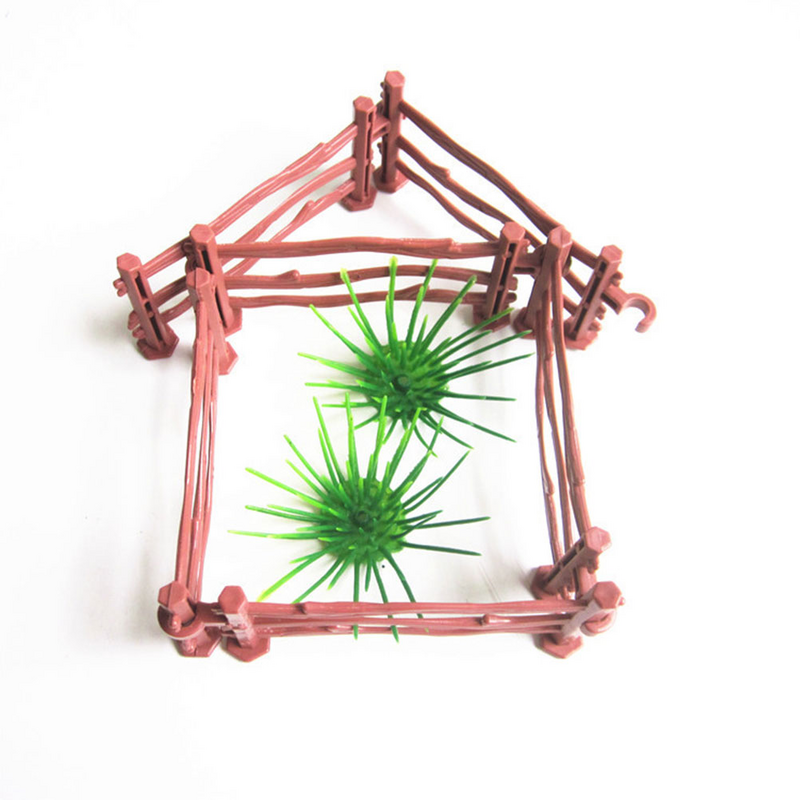 Pagar mainan 120 Pcs untuk miniatur meja pasir Model kebun binatang DIY dekorasi lanskap Picket plastik simulasi perbatasan kecil