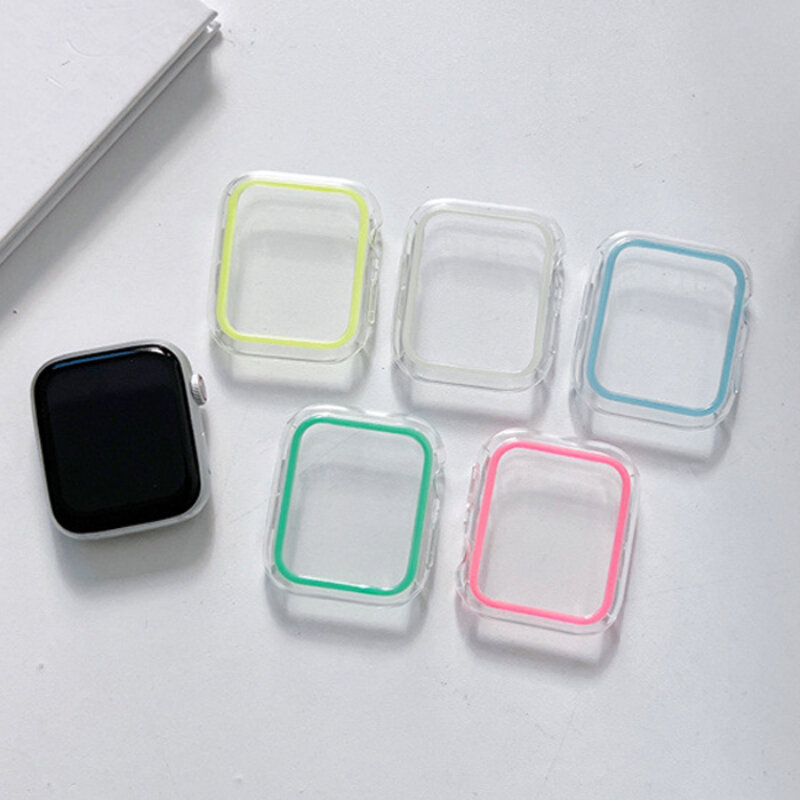 Lichtgevende Hoes Voor Apple Watch Case 49Mm 45Mm 41Mm 44Mm 40Mm 38Mm 42Mm Pc Bumper Protector Iwatch Serie Ultra 9 8 7 6 5 4 3 2 Se