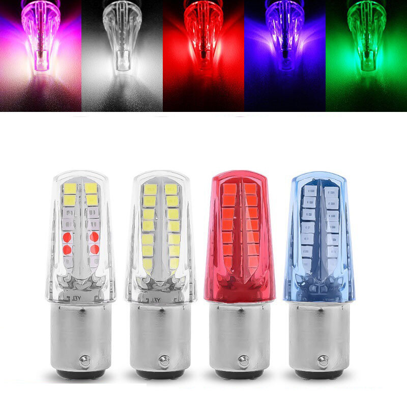Bombilla LED para coche, lámpara estroboscópica que fluye, señal de giro, luz de freno, lámpara de advertencia, impermeable, 12V, 1157, 2835, 32SMD, 1 ud.