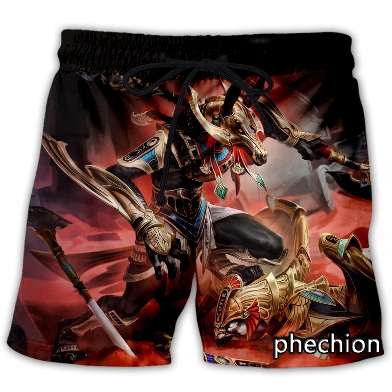 Phechion-pantalones cortos deportivos para hombre y mujer, ropa de calle informal con estampado 3D de Faraón Anubis, holgados, L86