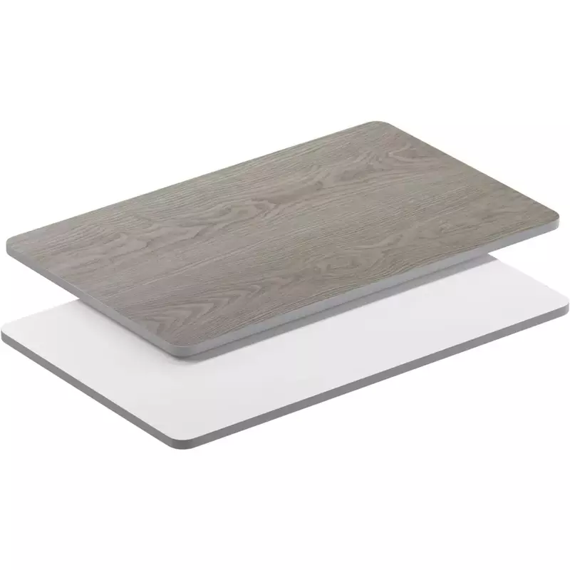 طاولة مستطيلة لغرفة الطعام ، كونترتوب صفح مزدوج ، 30 "W x 48" L ، رمادي أبيض