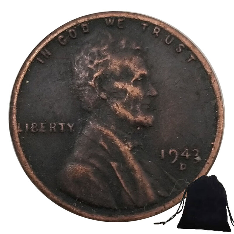 Moneda de bolsillo conmemorativa de la buena suerte con bolsa de regalo, moneda de Arte de pareja de lujo, libertad histórica Lincoln, moneda de decisión de club nocturno, 1843