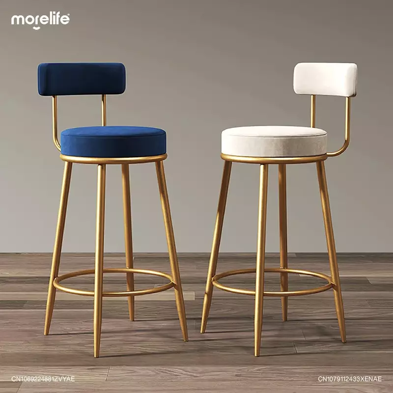 Nordic Iron Art Bar Chairs Counter Stool Luxury Front Desk Cashier Chair Gold Kitchen Feet Bench Island Table Dining Chair Home