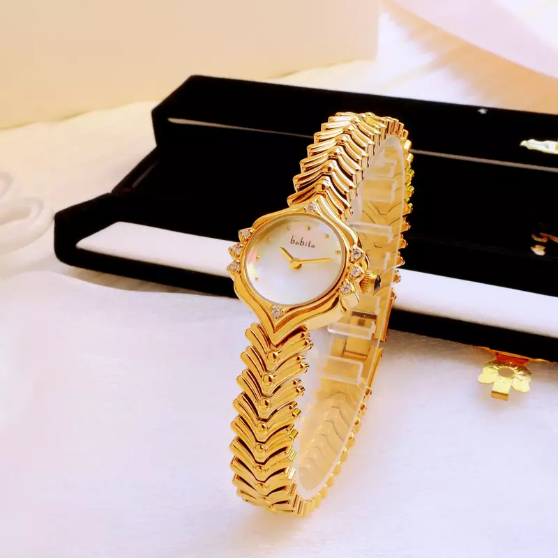 Vintage Small  Dial Antique 2024 Women's Watch Diamond Retro Luxury Elegant  Gifts  Brass Band 24K Gold Plated High Quality