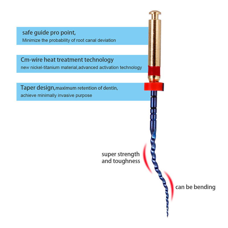 AZDENT-Embouts endodontiques en alliage Nickel-personnes âgées Dentaire activé par la chaleur des limes radiculaires de canal SX-F3 25mm Utilisation du moteur 10 boîtes