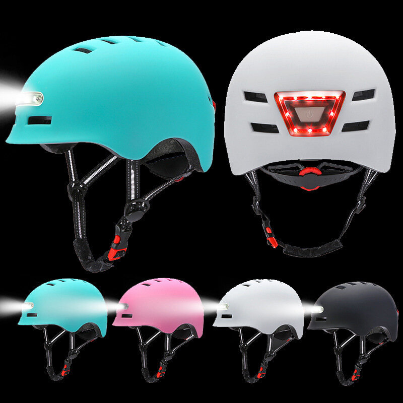 Motorrad Helme Mit Led-leuchten Moped Helm Elektrische Roller für Männer Frauen Mit Doppel Visier Wiederaufladbare Fahrrad Licht Fahrrad
