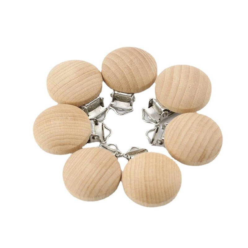 2/5pcs Baby Pacifier Clips Metal Wooden Baby Pacifier Holder Infant Nipple Holder Dummy Clip Beads Soother Teether Feeding Care