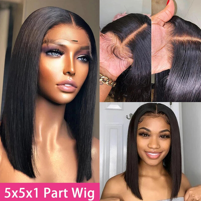 Bob Wig Lace Front Wigs Pre Plucked with Baby Hair 180% Density Short Bob Wigs for Women Straight Bob Frontal Wigs Natural Black