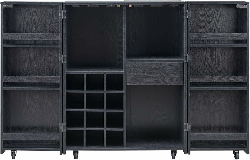 Rak anggur penyimpanan minuman keras kabinet Bar Modern roda bufet Sideboard 40.7 "kualitas tinggi desain estetika kayu kerajinan mudah
