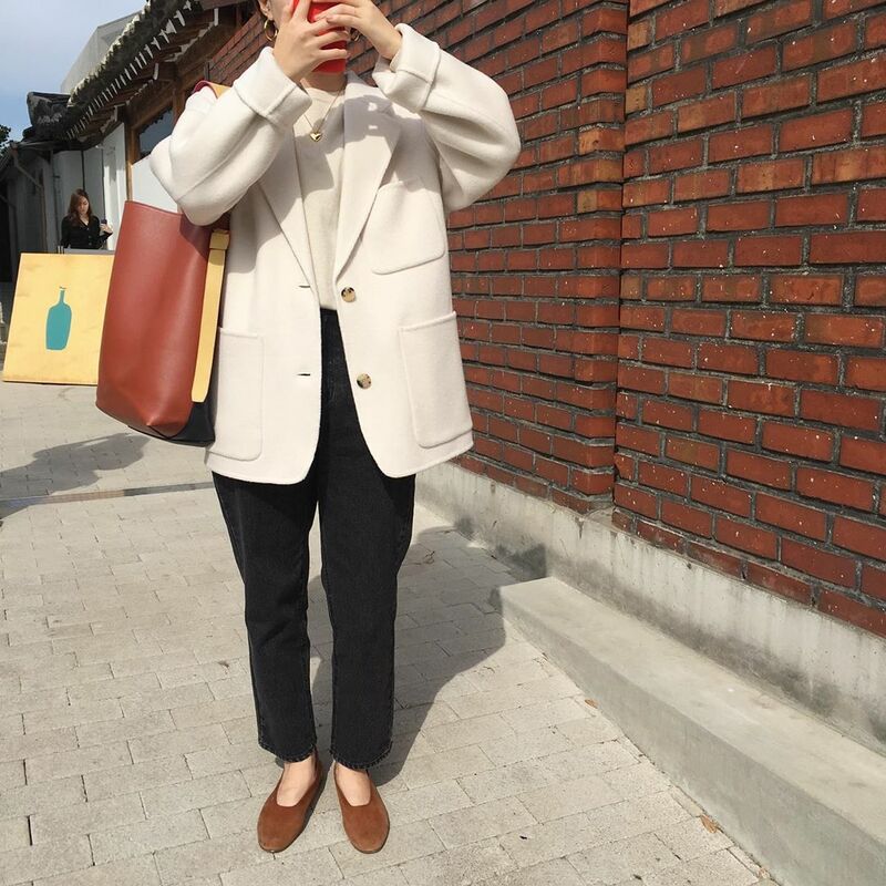 Kurtka wełniany garnitur damska 2023 jesień i zima nowy koreański styl luźny elegancki wełniany płaszcz modny jednorzędowy Top