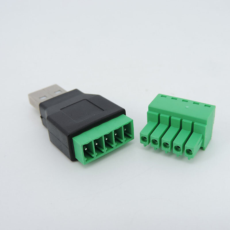 USB 2.0 tipe A laki-laki perempuan ke 5 Pin 5pin sekrup konektor ke USB Jack dengan perisai USB2.0 untuk Terminal sekrup steker