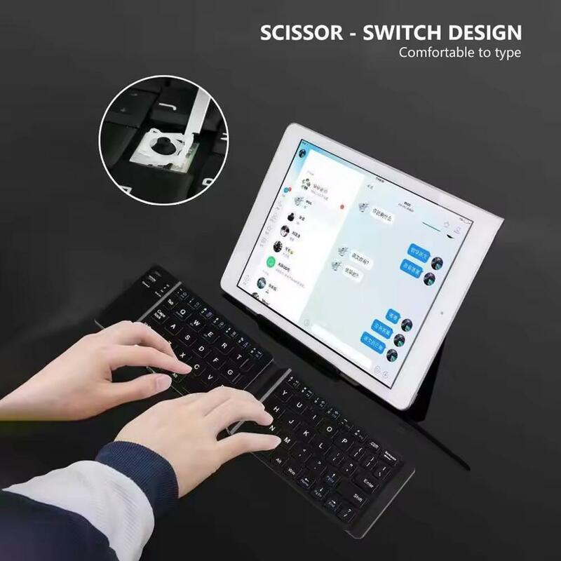 لوحة مفاتيح قابلة للطي لاسلكية صغيرة سهلة الاستخدام تعمل بالبلوتوث ، لوحة مفاتيح لاسلكية قابلة للطي ، مناسبة لأنظمة IOS ، Android ، Windows ، Tablet ، الهاتف