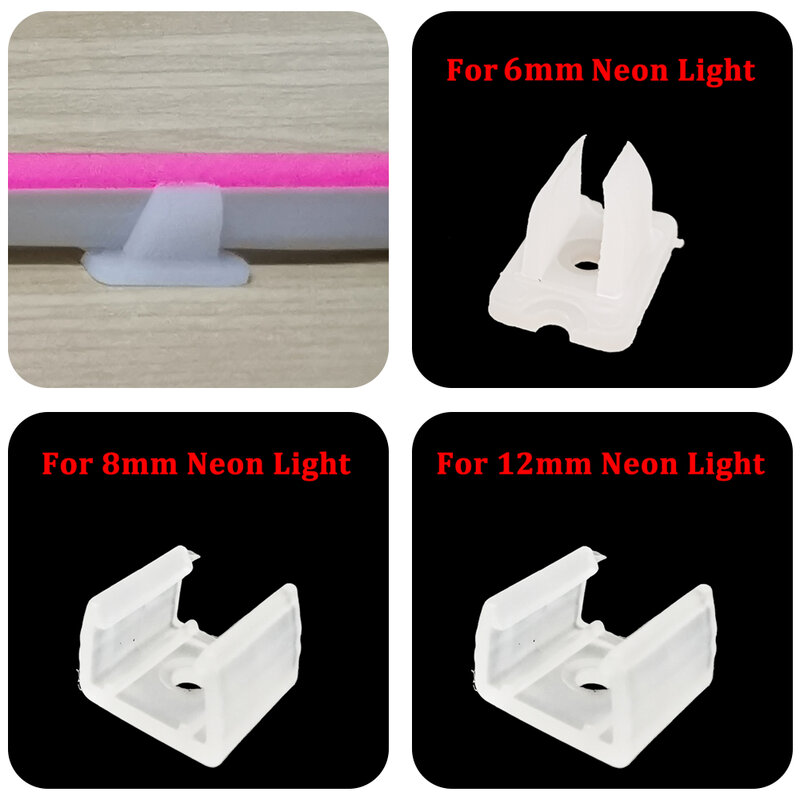 6mm 8mm 12mm LED Strip Fix Clips Connector for Fixing 2835 Neon Light 220V COB Plastic Buckle High Quality Flexible Accessories