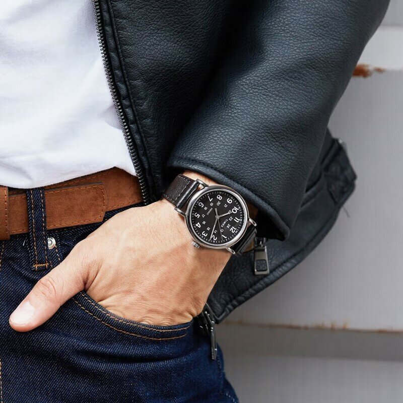 Weekender-Relógio de pulseira de couro PU masculino, casual, movimento japonês, 40mm