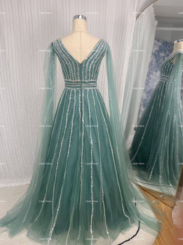 Cindy Beaded A-Line Shawl Beaded Shiny Luxury Dresses Evening 2023 Elegant Pretty Women's Long Wedding Party Dress Weddings Prom