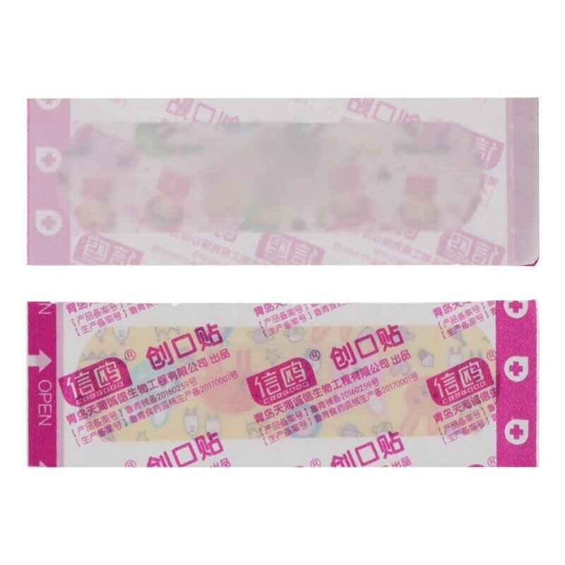 100 sztuk bandaży samoprzylepnych wodoodporny, oddychający plaster na rany pierwszej pomocy Cartoon 649B