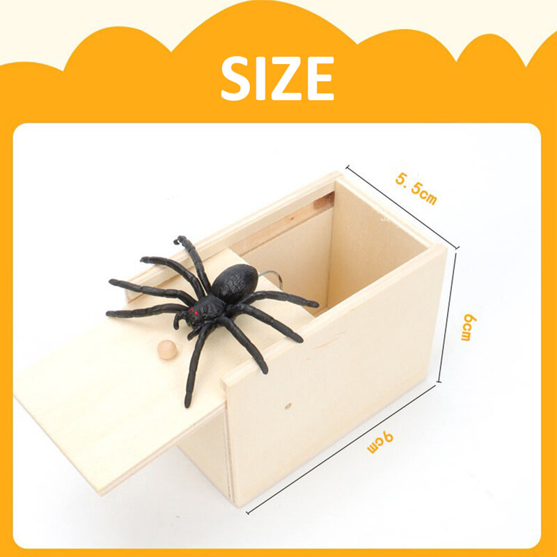 De madeira Prank Trick Practical Joke Box, casa e escritório Scare Toy, Spider Gag Box para crianças, pais e amigos, engraçado Play Joke, presente surpreendente