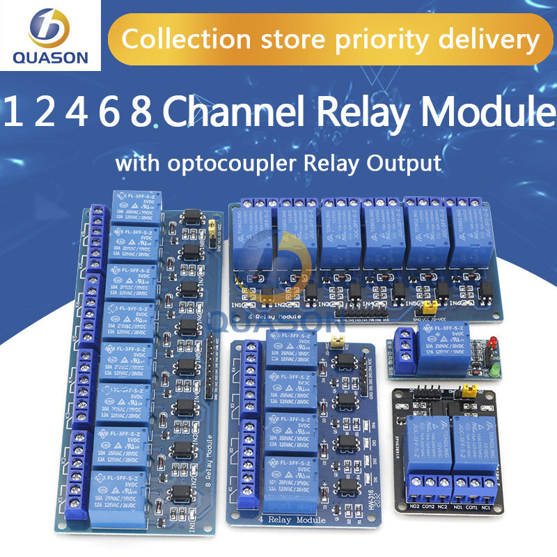 5V 12V1 2 4 6 8ช่องรีเลย์โมดูล Optocoupler Relay Output 1 2 4 6 8โมดูลรีเลย์สำหรับ Arduino สต็อก