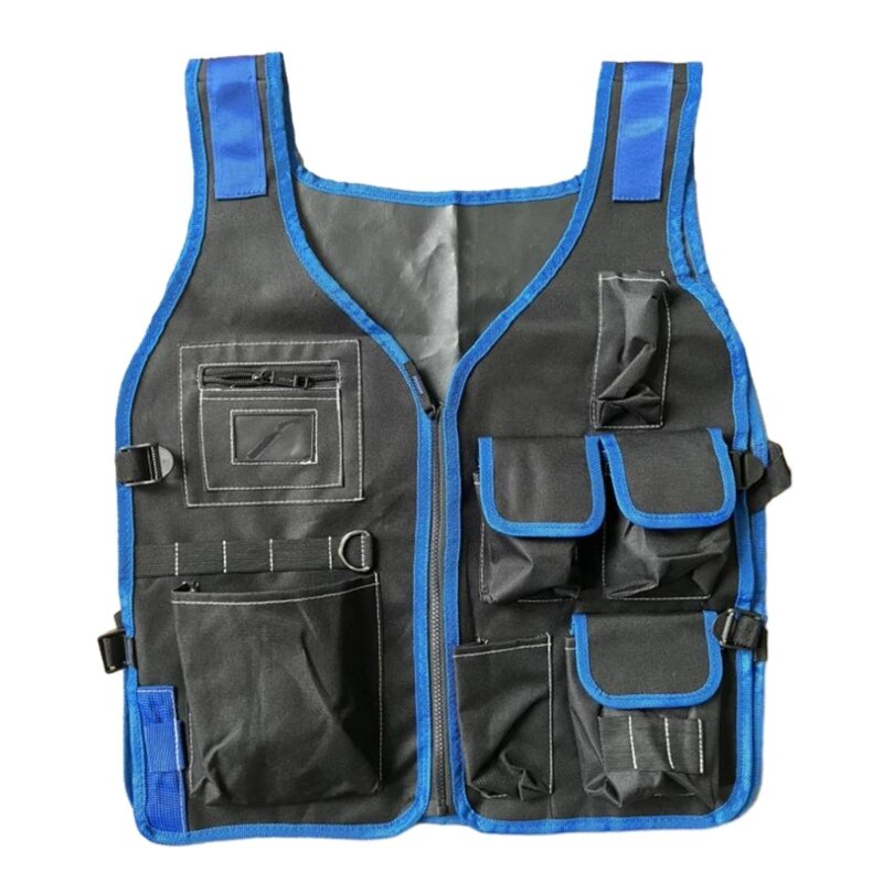 Electrician Carpenter Work Vest Multi-functional Electrician Hardware Storage Bag Tool Vests Adjustable Pockets