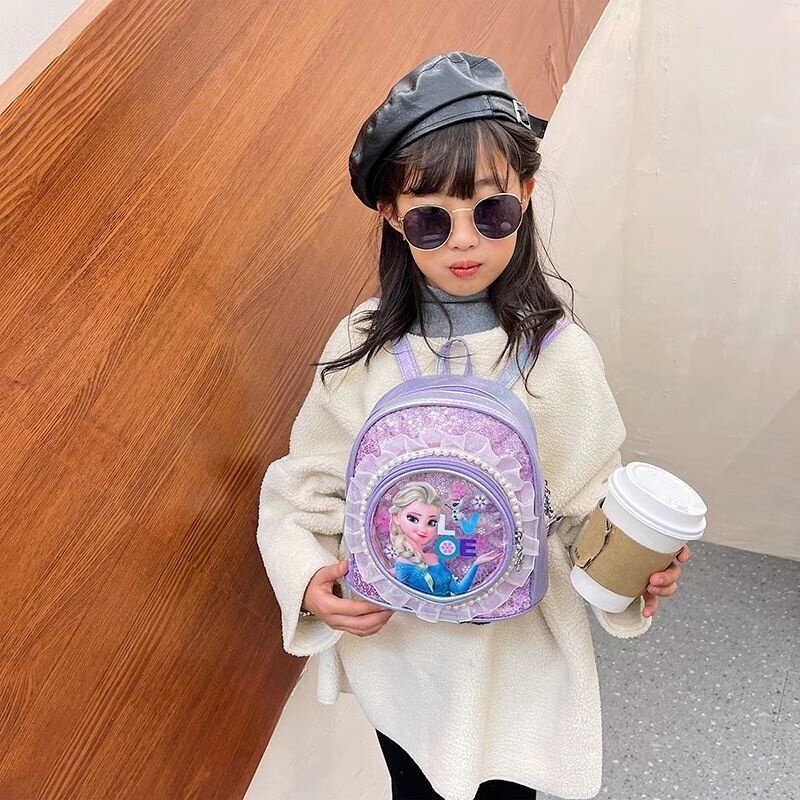 Disney-mochila Hipster con lentejuelas para niña, bolso de hombro coreano, informal, bonito, de dibujos animados, princesa Sophia, regalo conveniente