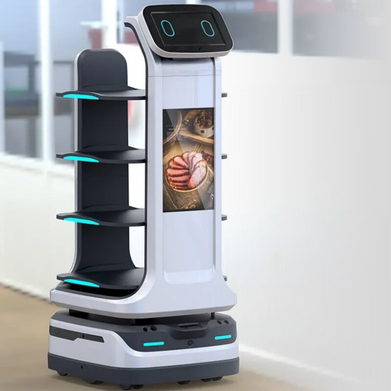 หุ่นยนต์บริกรส่งอาหารเชิงพาณิชย์202มาใหม่ล่าสุดสำหรับบริการร้านอาหาร