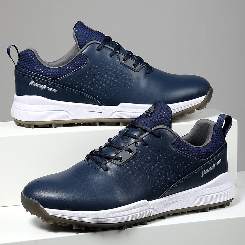 Sepatu Golf tahan air untuk pria, sepatu Golf Spikeless ukuran 40-47 sepatu kets jalan