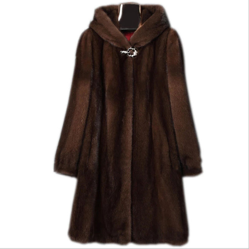 2022 Winter Thick Warm Faux Fur Coat Women Plus Size Overcoat Hooded Long Sleeve Fur Jacket Luxury Winter Fur Coats Bontjas