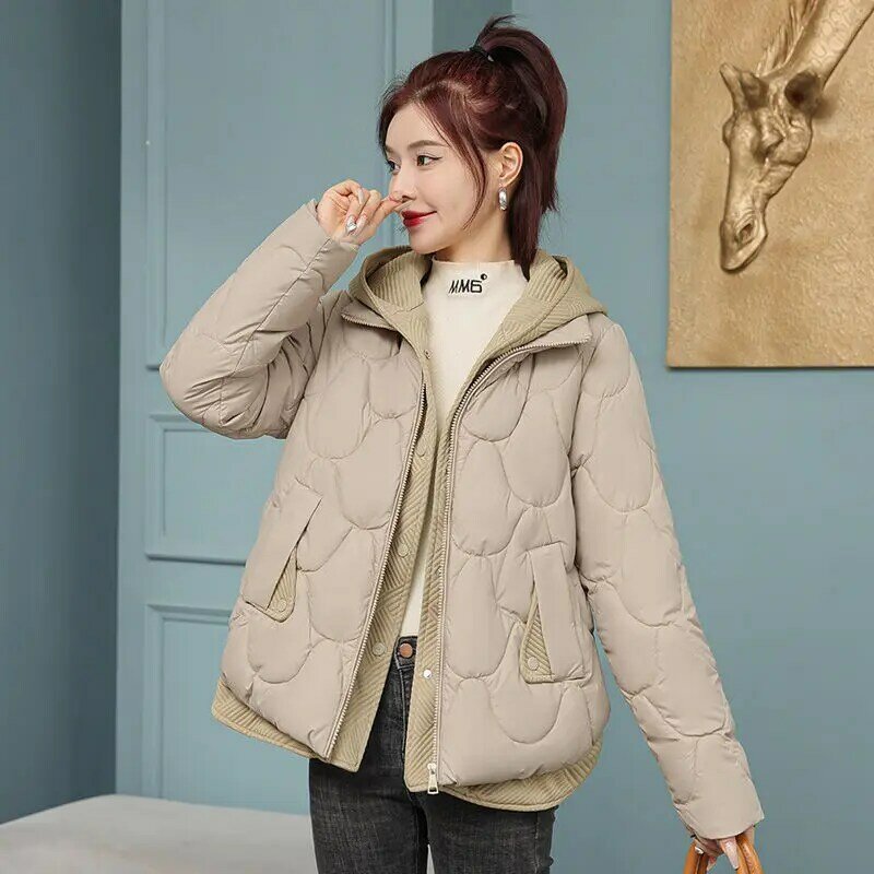 2023 nowa luźna zimowa kurtka bawełniana z kapturem koreańska wersja duża pikowana kurtka kurtka zimowa krótka puchowa kurtka bawełniana damska