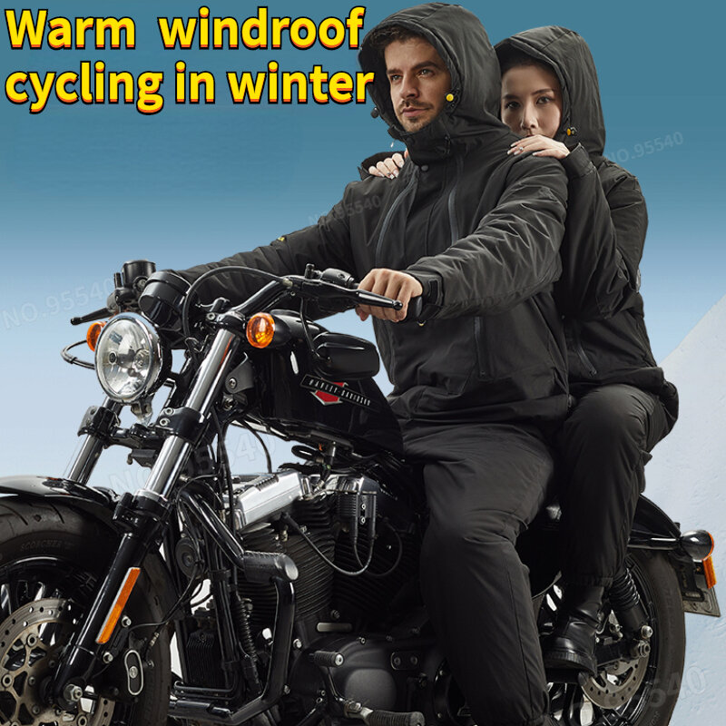 Veste en coton imperméable pour moto, pare-vent de véhicule électrique, combinaison de ski d'extérieur épaissie, combinaison de pêche, coupe-vent d'hiver