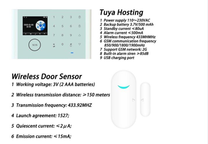 2021 Inteligente novo Tuya inteligente GSM & WIFI alarme sem fio gsm casa kits de alarme anti-roubo com multi-idioma