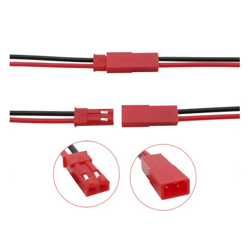 Enchufe macho y hembra JST-2Pin, Cable de conexión de silicona, Terminal LED rojo, resistente a altas temperaturas, 10/20CM