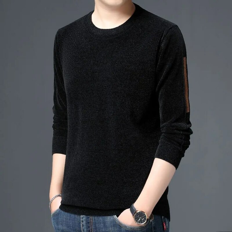 COODRONY New Popular Round Neck Warm Sweater Comfortable Chenille Long Sleeve T-shirt Casual Simple Top Boyfriend Gifts W5811