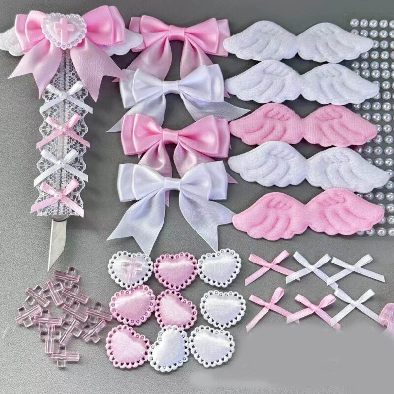 Pink White Bowknot Heart Packaging Material Card Cover DIY Decoration Kpop Photocard Holder Material Accessories Gift