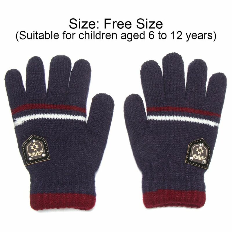 Outdoor Autumn dzieci miękkie grube ciepłe rękawiczki z dzianiny rękawiczki z pełnym palcem dla dzieci