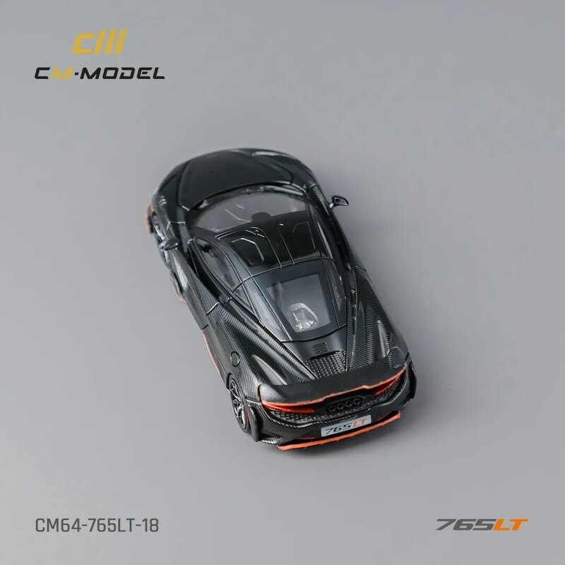 Cm auf Lager 1:64 765lt Voll carbon Orange Streifen Ersatz rad Druckguss Diorama Auto Modell Sammlung Miniatur Carros Spielzeug