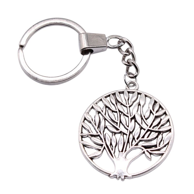 Dropshipping Souvenirs Gift Men Keychain 2 Colors 41x37mm Round Tree Pendant Keyring