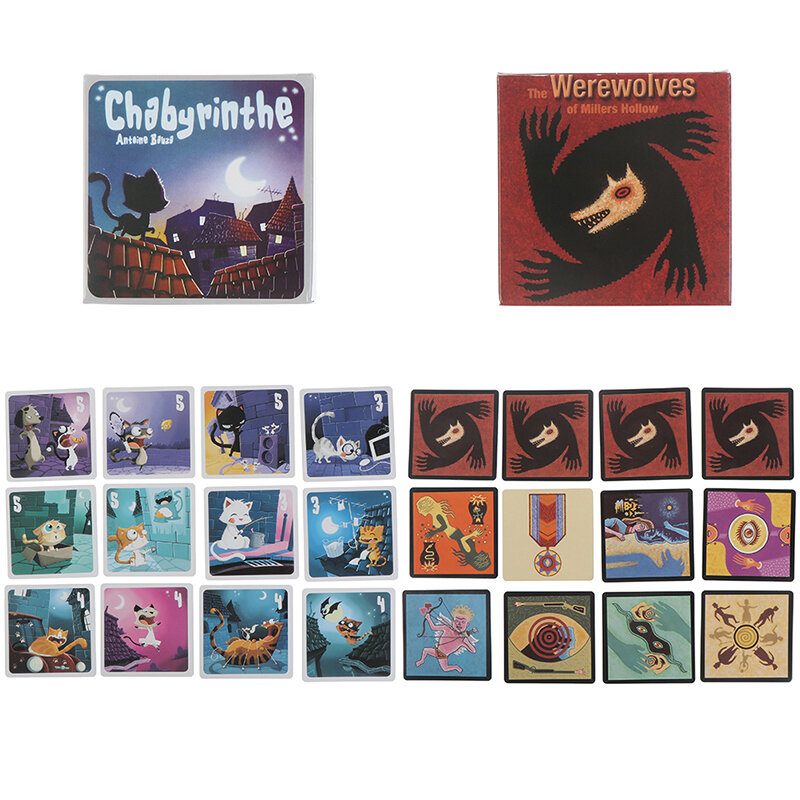 1 zestaw najnowszych gier planszowych Chabyrinthe kotek karty kartka imprezowa gra uroczy prezent w pełnym angielska wersja do domu dla dzieci