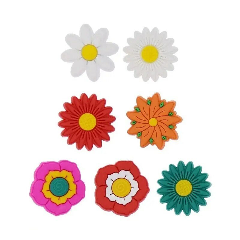 PVC Shoe Charms Cartoon Colorful Cute Flowers Shoe Accessories Shoe Decoration for Clog Sandals X-mas Gifts  Buckl