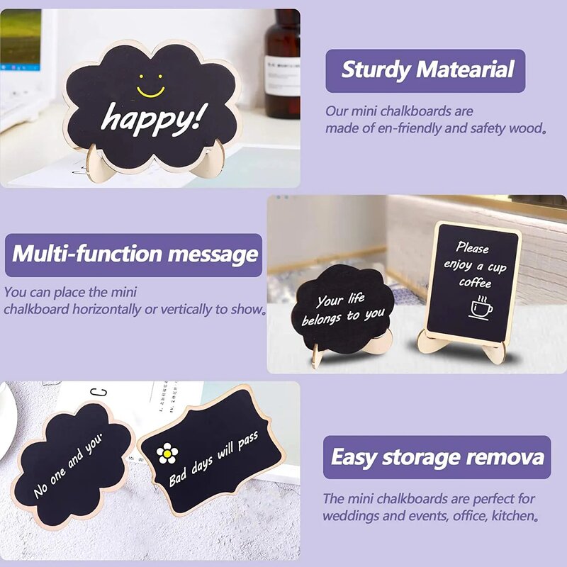 30Pcs Mini Chalkboard Sign Food Labels for Party Buffet, Wooden Small Chalk Board Signs (Rectangle Notch )