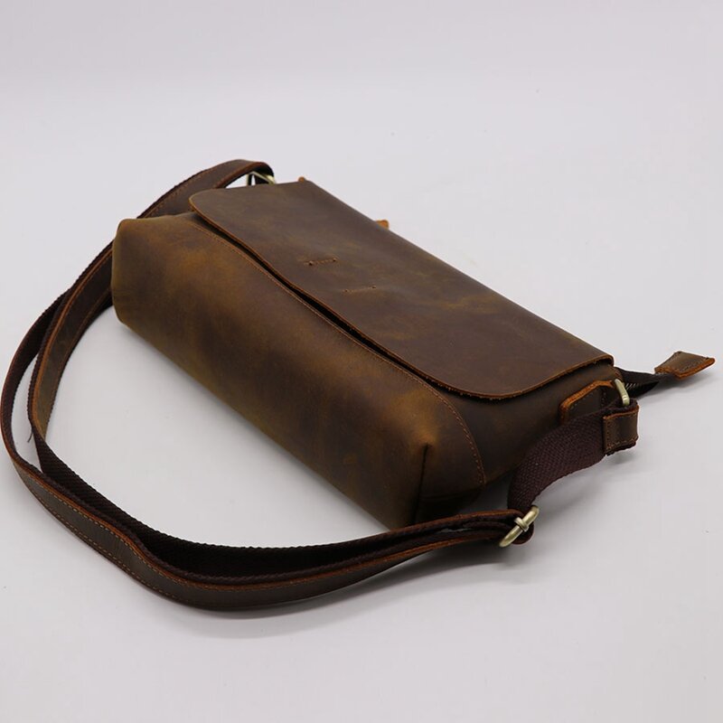 Unisex Crazy Horse Leather Cross Body Shoulder Bag, bolsa mensageiro de couro, mochila para viagens de loja, homens e mulheres