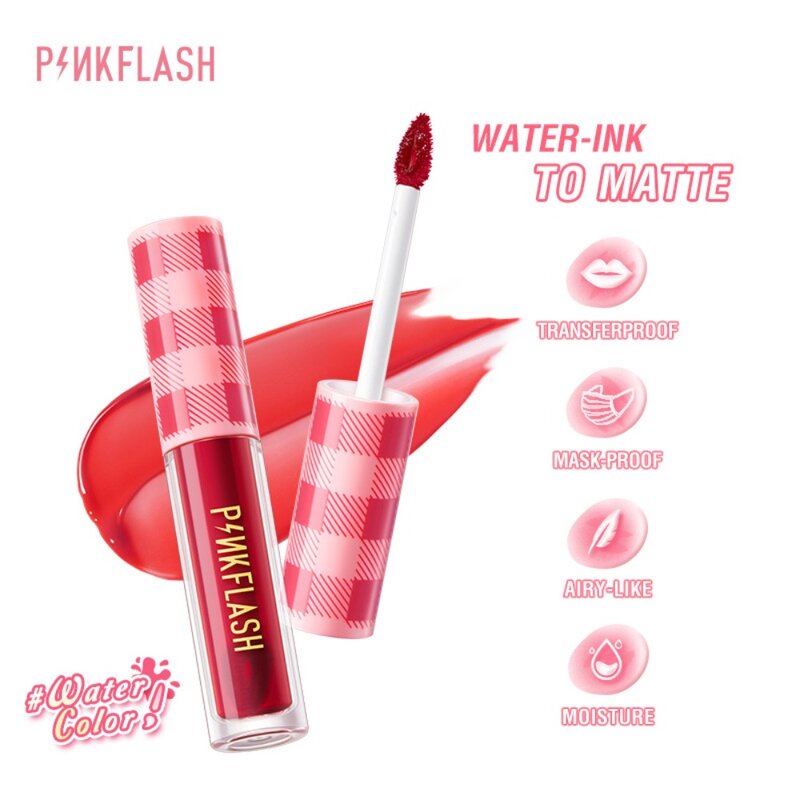 PINKFLASH tinte de labios mate de larga duración, tinta de agua, lápiz labial líquido aireado, brillo de labios no pegajoso, Cosméticos de maquillaje para mujeres