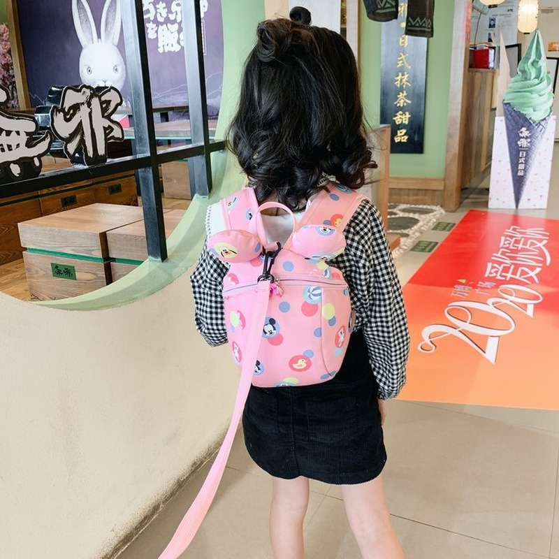 Disney Cartoon Backpack for Children, Mickey Mouse Minnie Kindergarten Baby, bonito saco de escola anti-perdido para crianças, saco de meninas, original, novo