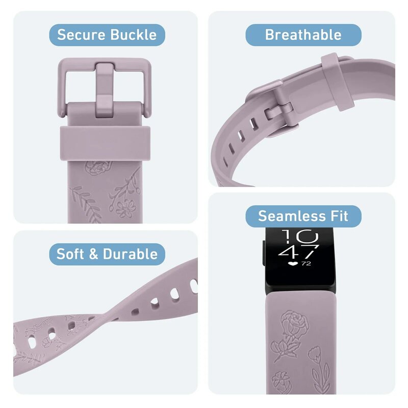 Fitbit Inspire 3 용 각인 TPU 밴드, 조정 가능한 꽃 팔찌, Fitbit Inspire 3 용 손목 밴드 교체
