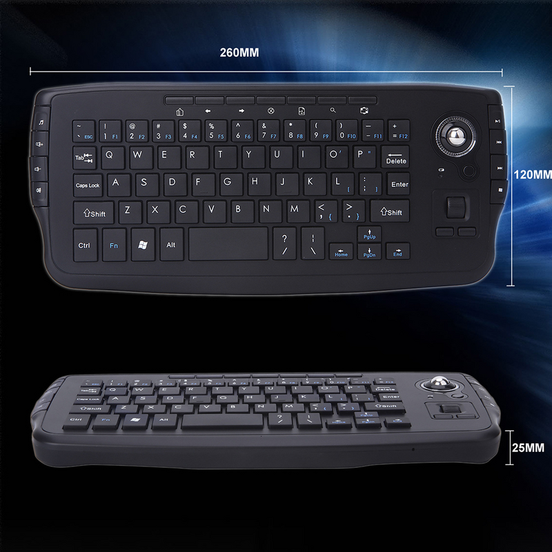 Keyboard Trackball portabel desain yang layak untuk Laptop PC multi-fungsi Trackball Mouse udara Mini 2.4G papan ketik nirkabel